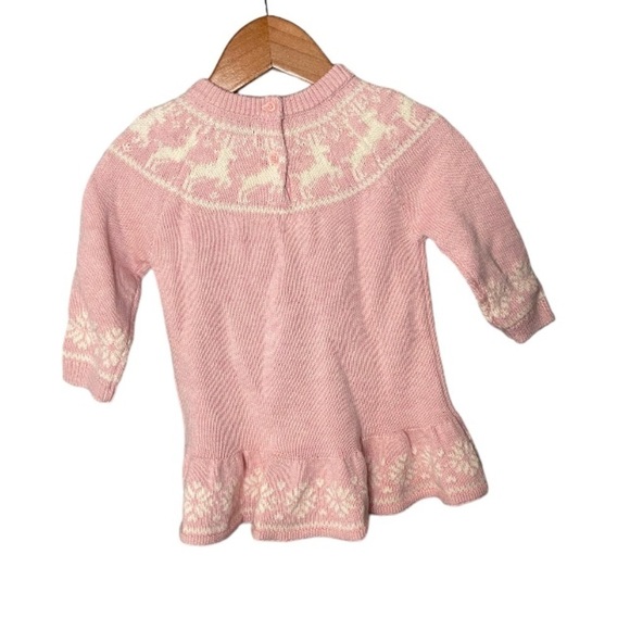 NWT Baby Gap Fair Isle Reindeer Holiday Sweater Dress - Picture 3 of 9